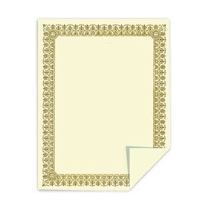 Southworth® Premium Foil Certificates, 8 1/2" x 11", 66 Lb, Ivory/Gold Foil Fleur, Pack Of 15