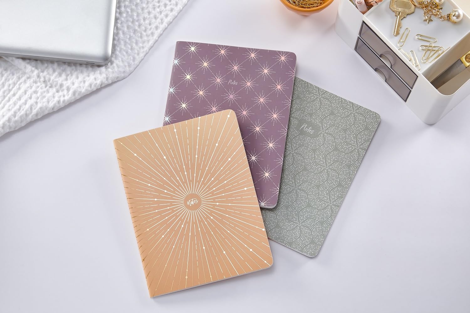 Southworth Premium Journal Set (3pk), 6.5”x 8.5”, Ethereal Geometrics (3 Coordinating Designs), Premium 28lb/105gsm Paper, Flex Journals, 32 Ruled Sheets/64 Pages Per Journal (91071)