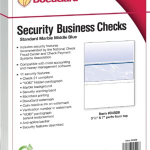 DocuGard Security Blue Marble Business Checks with 11 Features to Prevent Fraud