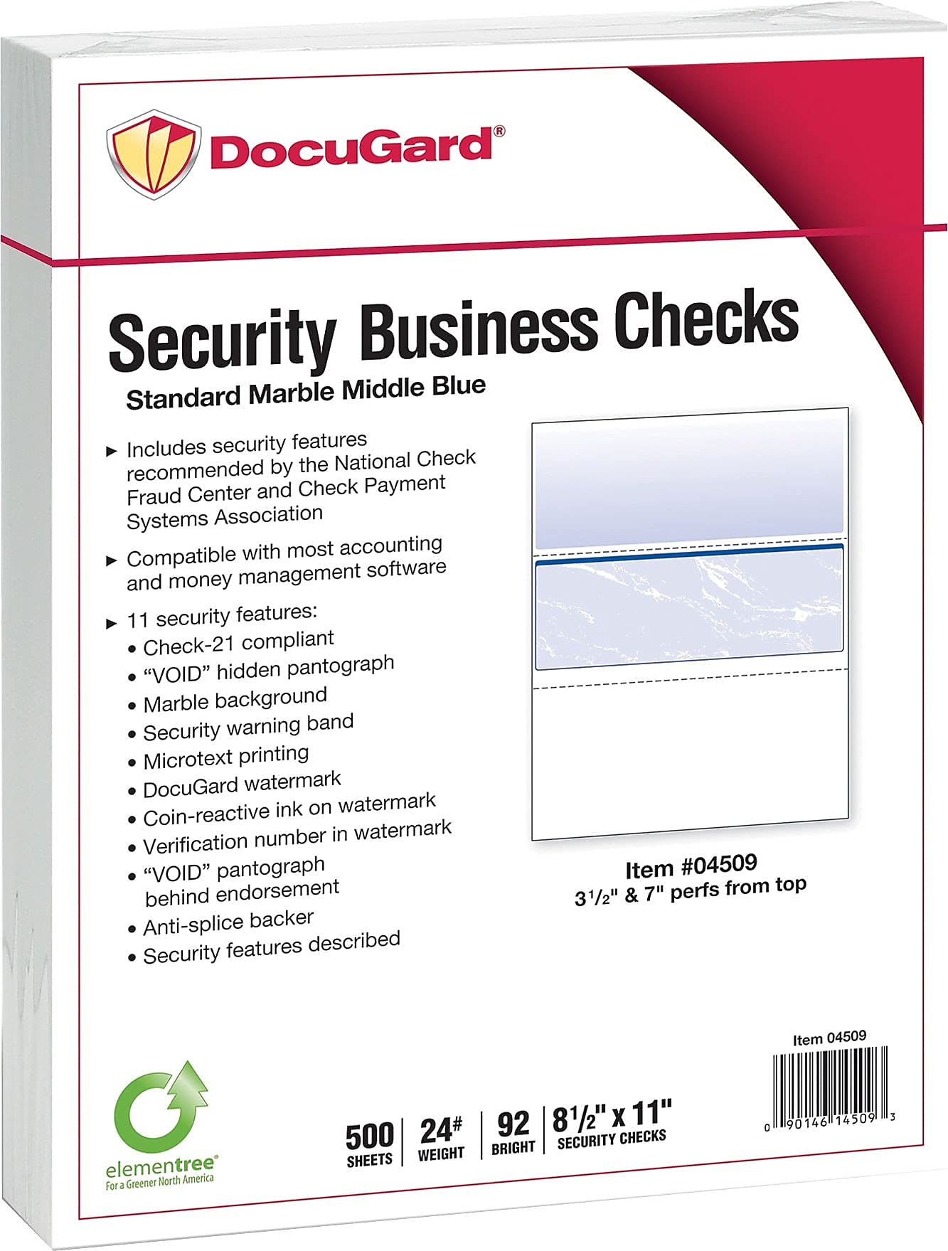 DocuGard Security Blue Marble Business Checks with 11 Features to Prevent Fraud