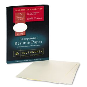 southworth rd18icf 100% cotton resume paper 32 lbs. 8-1/2 x 11 ivory wove 100/box