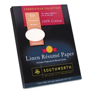 southworth® 100% cotton résumé paper, 8 1/2" x 11", 32 lb, 100% recycled, almond, pack of 100