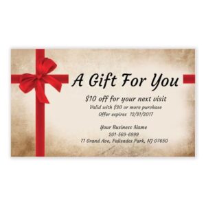 IMPACTONLINEPRINTING Custom Business cards - Good for Gift Certificates, Coupon cards, Thank you cards (BROWN-RIBBON)