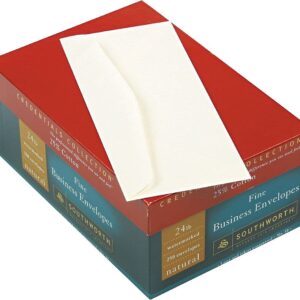 Southworth 25% Cotton #10 Business Envelope, Commercial Flap, Gummed Closure, 4.13 x 9.5, Natural, 250/Box