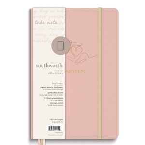 Southworth Medium Case Bound Journal, 5.5" x 8.25", Cashmere Sweet Heart Design, Premium 28 lb/105 gsm Paper, 160 Lined Sheets (91274)