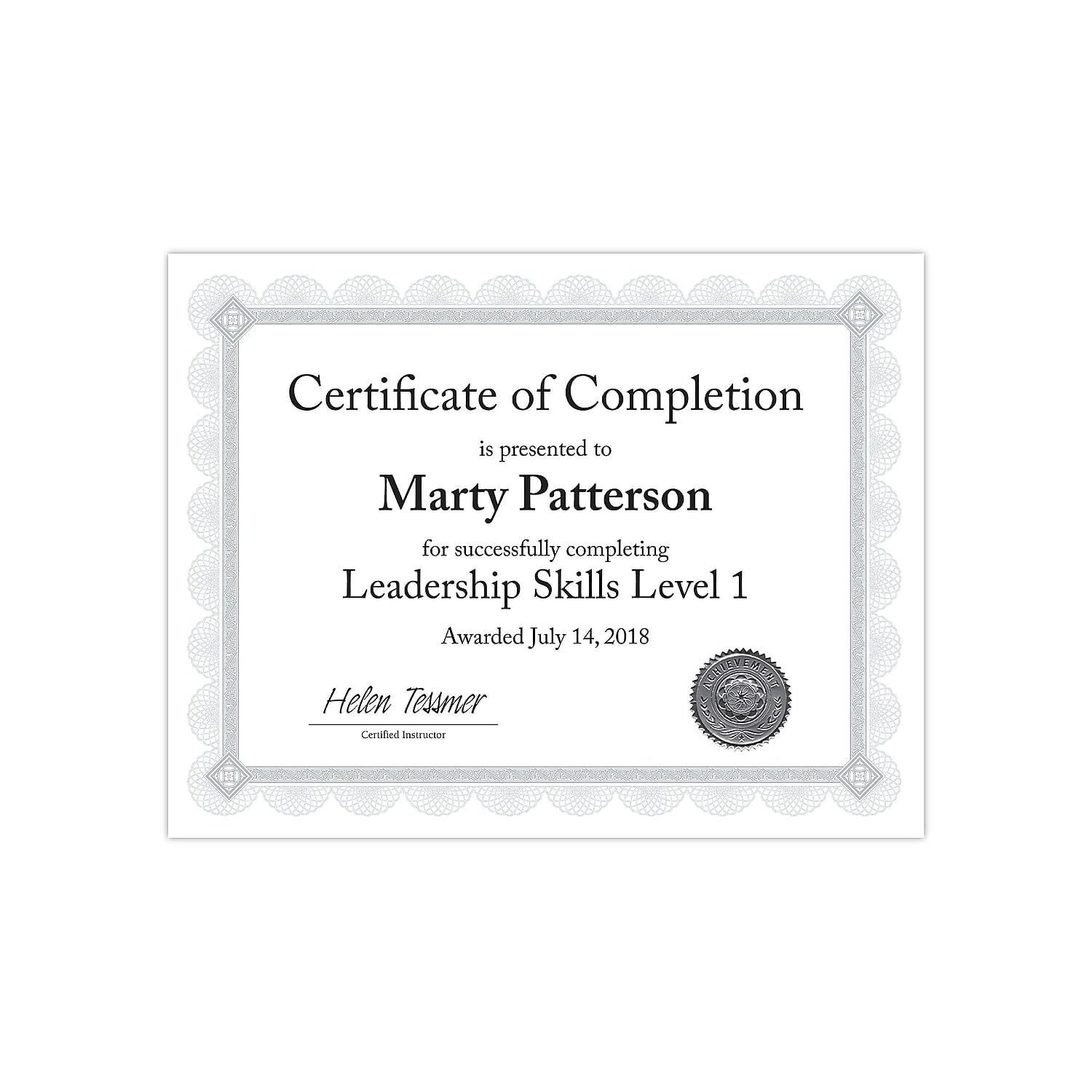 Southworth Premium Certificates, 8.5 X 11, White/Silver with Spiro Silver Foil Border,15/Pack