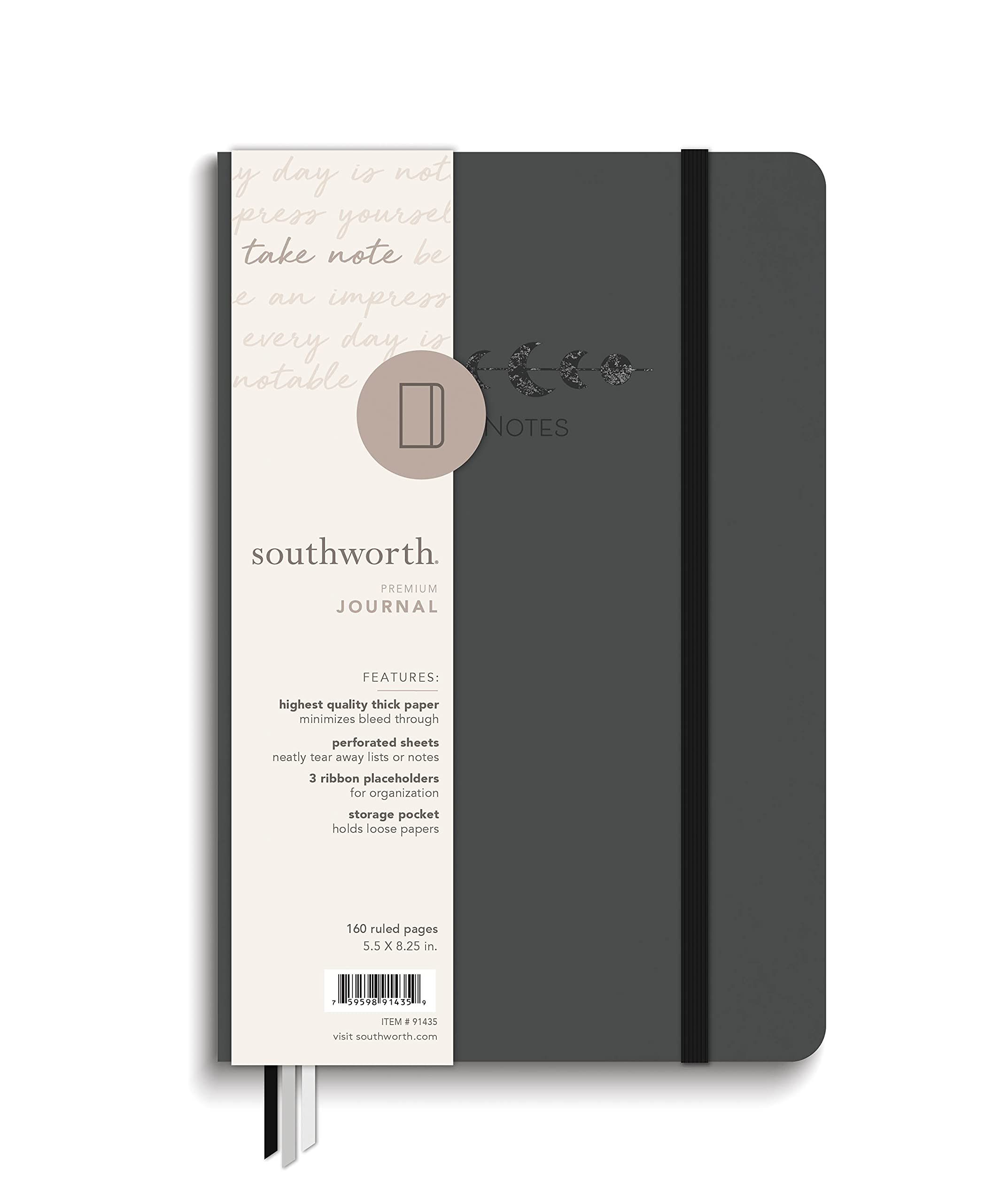 Southworth Medium Case Bound Journal, 5.5" x 8.25", Celestial Nightfall Design, Premium 28 lb/105 gsm Paper, 160 Lined Sheets (91435)