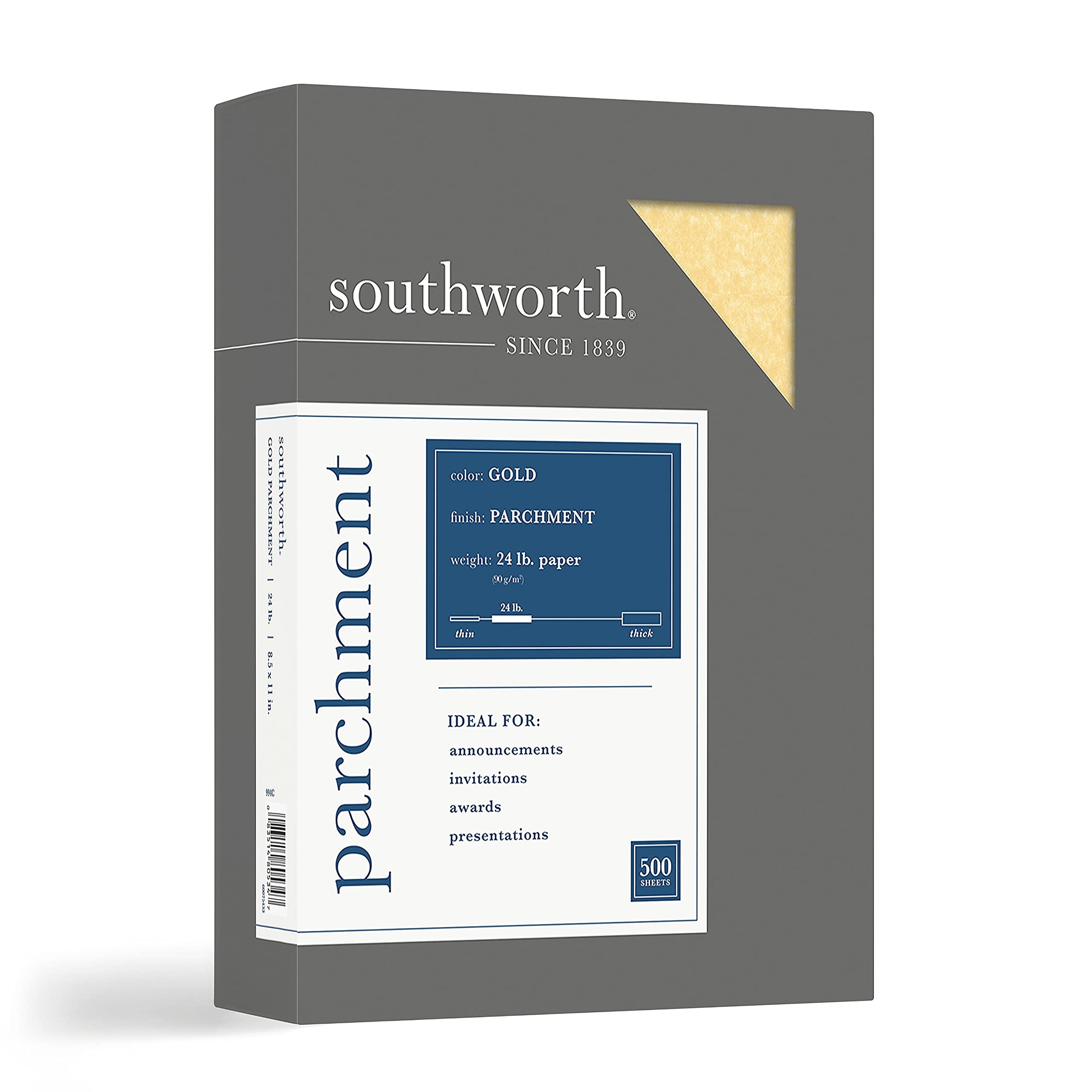 Southworth 994C Parchment Specialty Paper Gold 24 lb. 8 1/2 x 11 500/Box