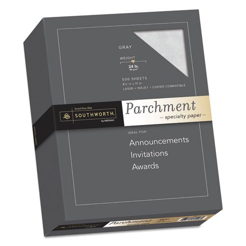 Southworth Parchment Specialty Paper, Gray, 24lb, 8 1/2 x 11, 500 Sheets