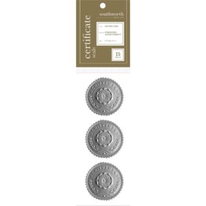 southworth® award/certificate seals, silver, pack of 15