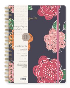 southworth academic planner (july 2021-june 2022), 8.5" x 11" bright floral, 28 lb./105 gsm paper, large twin wire (92114)