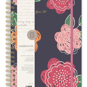 Southworth Academic Planner (July 2021-June 2022), 8.5" x 11" Bright Floral, 28 lb./105 gsm Paper, Large Twin Wire (92114)