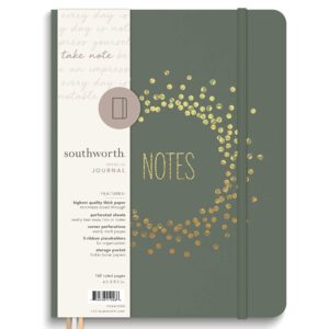 Southworth Premium Journal, 6.5”x 8.5”, Sage Copper Burst Design, Premium 28lb/105gsm Paper, Large Book Bound Journal, 3 Ribbon Placeholders, 80 Ruled Sheets/160 Ruled Pages (91928)