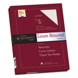 southworth linen resume paper - letter - 8.5'' x 11'' - 32lb - recycled - linen - 100 / box - almond