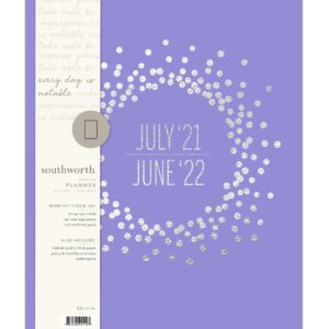 Southworth Academic Planner (July 2021-June 2022), 8.5" x 11", Lavender Metallic Burst, 28 lb./105 gsm Paper, Large Flex (92119)