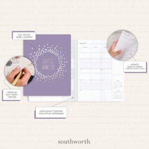 Southworth Academic Planner (July 2021-June 2022), 8.5" x 11", Lavender Metallic Burst, 28 lb./105 gsm Paper, Large Flex (92119)