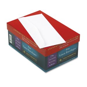 Southworth J55410 25% Cotton #10 Envelope White 24 lbs. Linen 250/Box FSC