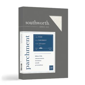 Southworth J988C Parchment Specialty Paper, 32 lb, 8.5 x 11, Ivory, 250/Pack