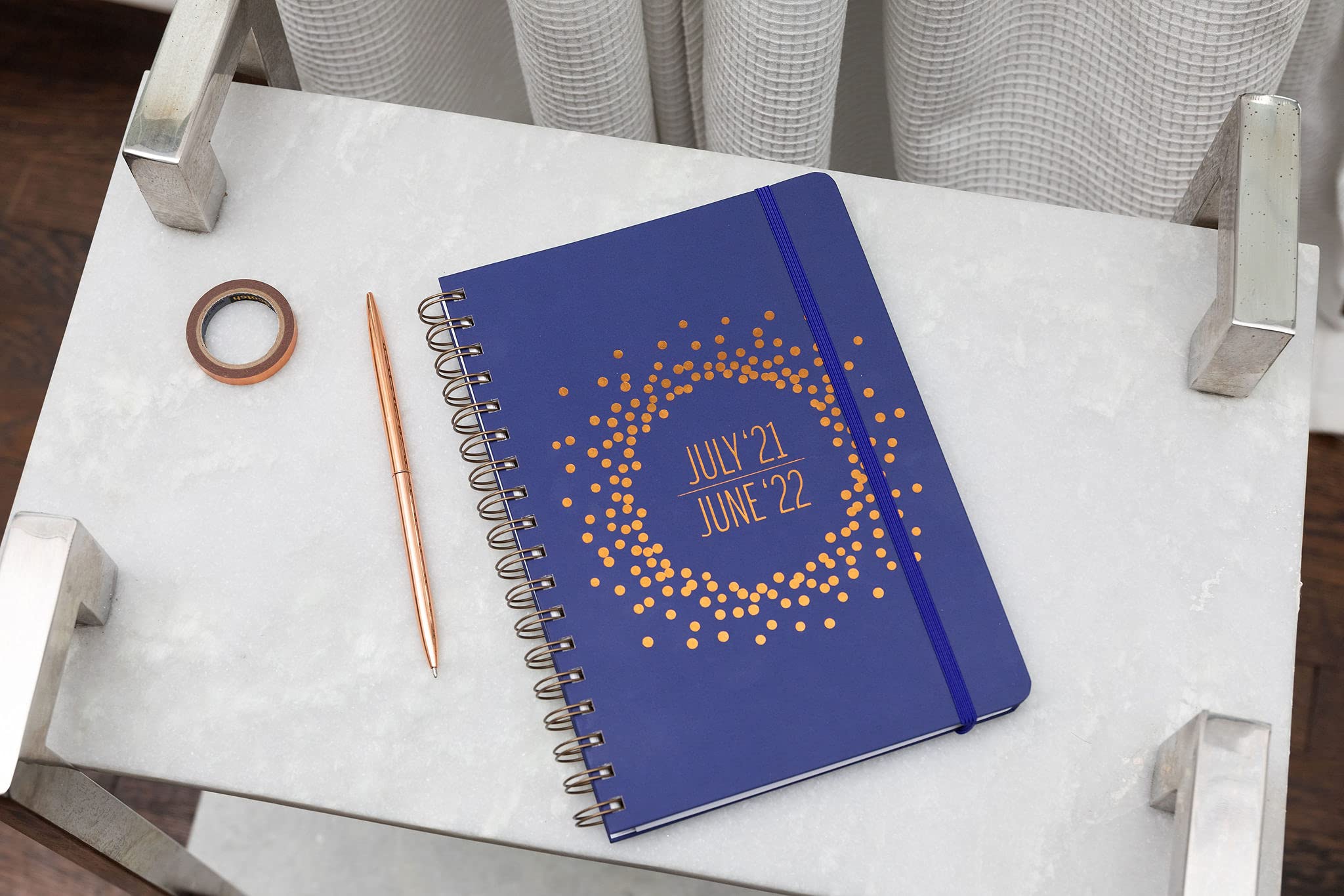 Southworth Academic Planner (July 2021-June 2022), 7" x 9.25", Cobalt Metallic Burst, 28 lb./105 gsm Paper, Medium Twin Wire (92120)