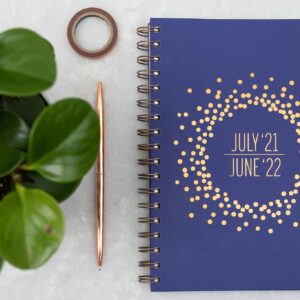 Southworth Academic Planner (July 2021-June 2022), 7" x 9.25", Cobalt Metallic Burst, 28 lb./105 gsm Paper, Medium Twin Wire (92120)