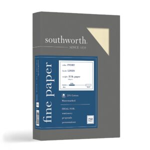 Southworth J568C 25% Cotton Linen Business Paper 32 lbs. 8-1/2 x 11 Ivory 250/Box