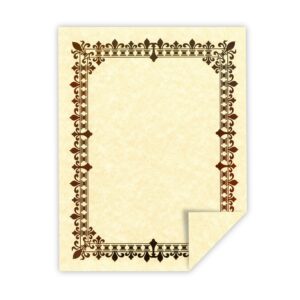 Southworth Foil Enhanced Parchment Certificate, 8.5” x 11”, 24 lb/90 GSM, Gold Fleur De Lis Design, Ivory, 15 Count - Packaging May Vary (98867)