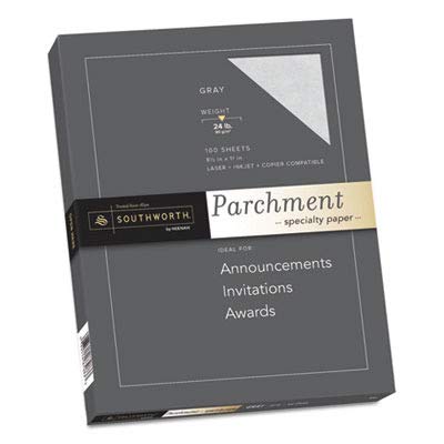 Parchment Specialty Paper, 24 lbs, 8-1/2 x 11, Gray, 100/Box, Sold as 1 Package