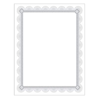 SOUTHWORTH CO., Premium Certificates, White, Spiro Silver Foil Border, 66 lb, 8,5 x 11, 15/Pack