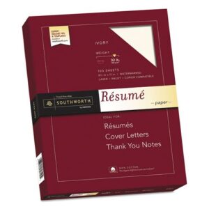 100% cotton resume paper, 32lb, 8 1/2 x 11, ivory, wove, 100 sheets