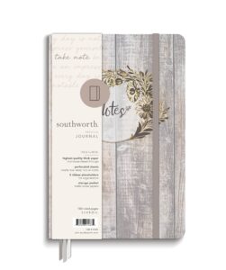 southworth medium case bound journal, 5.5" x 8.25", rustic bronze wreath design, premium 28 lb/105 gsm paper, 160 lined sheets (91433)