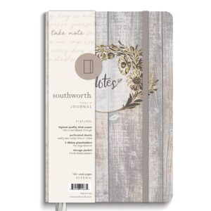 Southworth Medium Case Bound Journal, 5.5" x 8.25", Rustic Bronze Wreath Design, Premium 28 lb/105 gsm Paper, 160 Lined Sheets (91433)