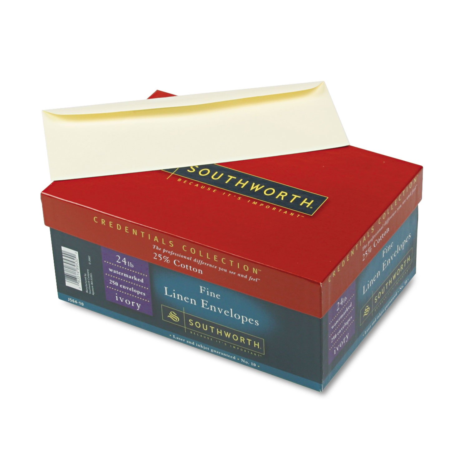 Southworth J56410 25% Cotton #10 Envelope Ivory 24 lbs. Linen 250/Box FSC