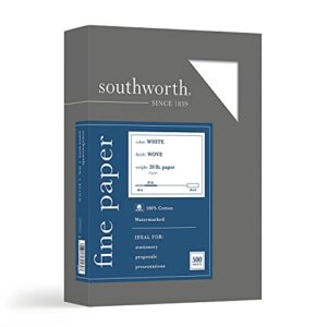 southworth 13c 100% cotton business paper white 20 lbs. wove 8-1/2 x 11 500/box