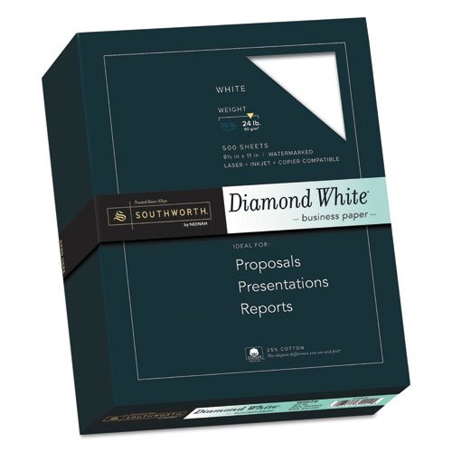 Southworth - 25% Cotton Diamond White Business Paper, 24 lbs, 8-1/2 x 11, 500/Box 31-224-10 (DMi BX