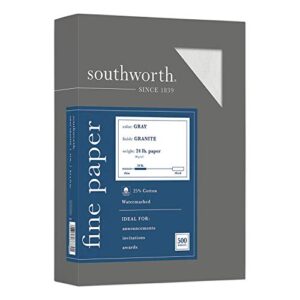 southworth granite specialty paper, gray, 24lb, 8 1/2 x 11, 25% cotton, 500 sheets