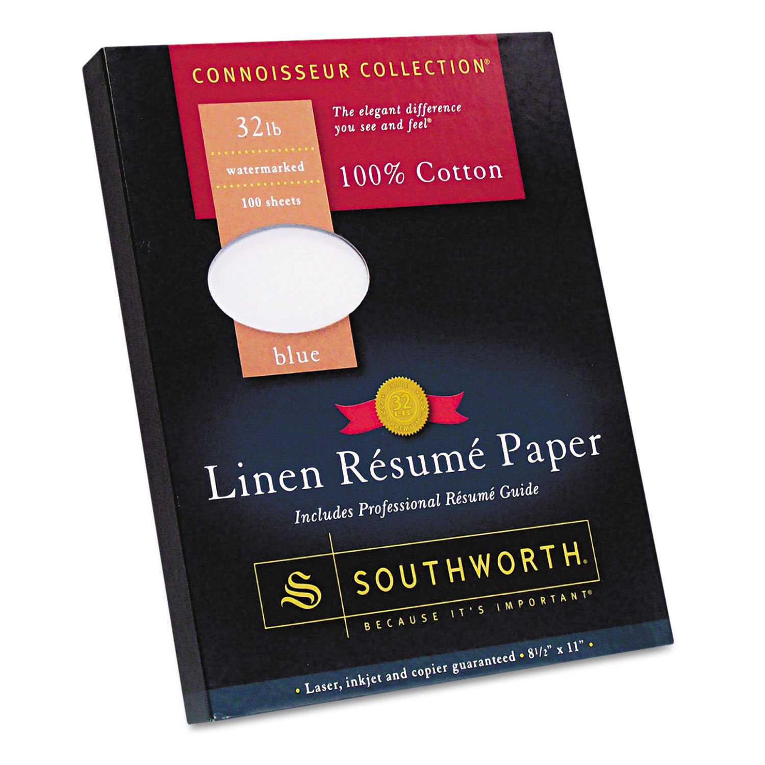 Southworth RD18BCFLN 100% Cotton Linen Resume Paper Blue 32 lbs. 8-1/2 x 11 100/Box