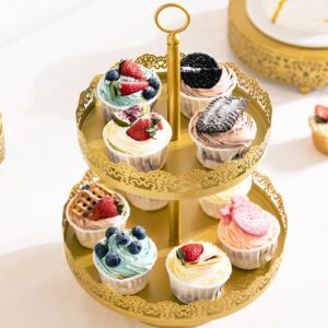 HBlife 6 PCS Gold Cake Stand Dessert Table Display Set Include Cake Stands, Cupcake Stand/Tower, Dessert Stands, Perfect Display for Wedding, Party, Birthday, Baby Shower, Anniversary Decorations