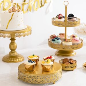 HBlife 6 PCS Gold Cake Stand Dessert Table Display Set Include Cake Stands, Cupcake Stand/Tower, Dessert Stands, Perfect Display for Wedding, Party, Birthday, Baby Shower, Anniversary Decorations