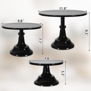 3Pcs Cake Stand, Black Round Cupcake Stand 8/10/12Inch Dessert Display Stand Cupcake Holder Pastry Serving Plate for Baby Shower Wedding Birthday Party Celebration Home Decoration