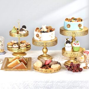 Gold Cake Stands Set for Dessert Table，6 Pcs Wedding Cake Stand&Cupcake Stand Set，Serving Plate Dessert Table Display Set for Wedding/Birthday Party/Home Decoration/Graduation Party (6 Pieces)