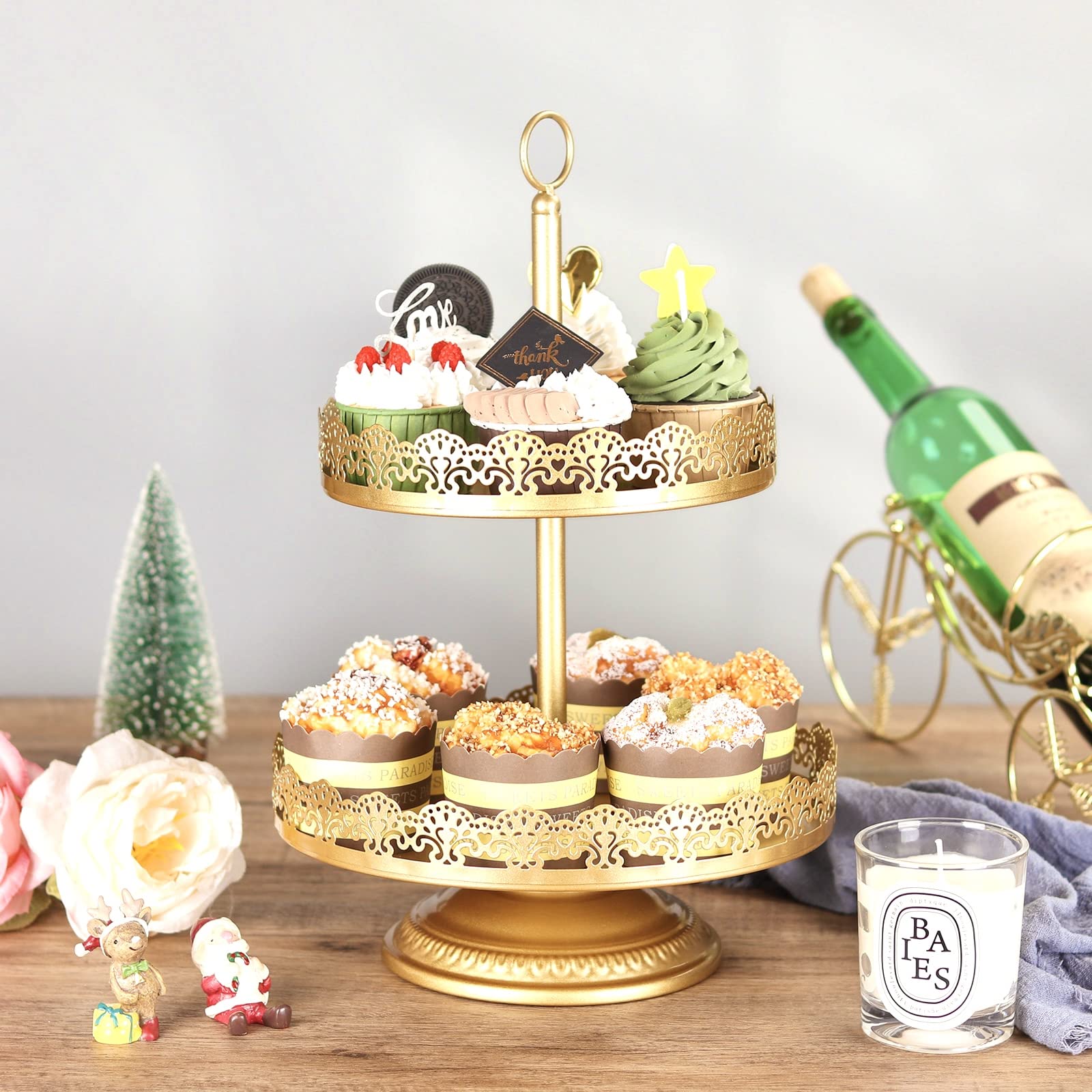 Gold Cake Stands Set for Dessert Table，6 Pcs Wedding Cake Stand&Cupcake Stand Set，Serving Plate Dessert Table Display Set for Wedding/Birthday Party/Home Decoration/Graduation Party (6 Pieces)