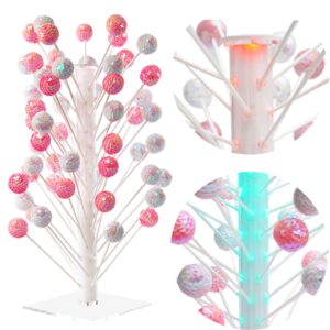 vreask acrylic cake pop stand with led light, 60 hole lollipop holder display, clear white tower tree sucker sticks rack for dessert table, birthday party ,wedding parties,candy bar