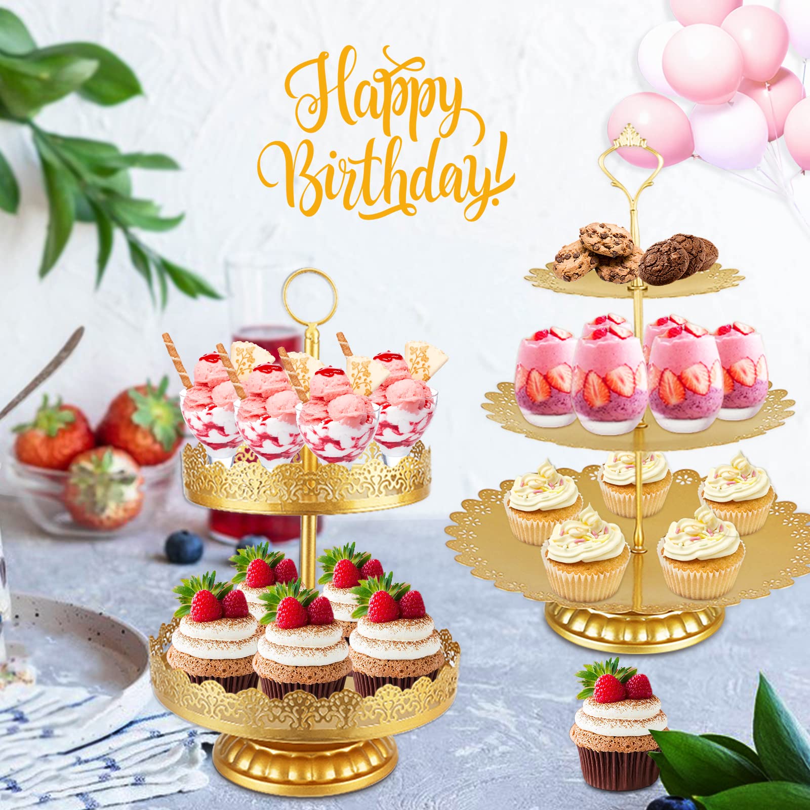 6 Pack Cake Stand Set, Gold Cupcake Stands Tiered Cupcake Holder Candy Fruite Dessert Table Display Set Decorating for Wedding Birthday Party Chrismas Celebration Home Decor