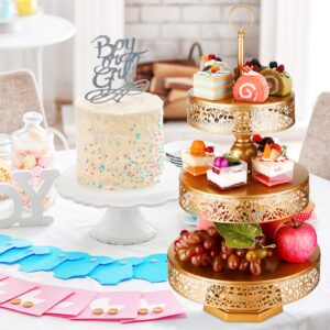 Dandat 2 Pcs Cupcake Stand 3 Tiered Metal Dessert Stand Round Cupcake Tower Cake Holder Stand Tiered Serving Tray for Wedding Baby Shower Birthday Tea Party Table Decor (Gold)