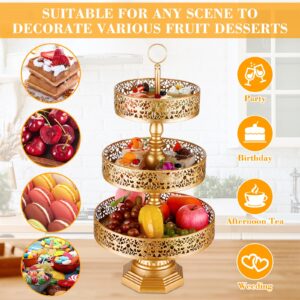 Dandat 2 Pcs Cupcake Stand 3 Tiered Metal Dessert Stand Round Cupcake Tower Cake Holder Stand Tiered Serving Tray for Wedding Baby Shower Birthday Tea Party Table Decor (Gold)