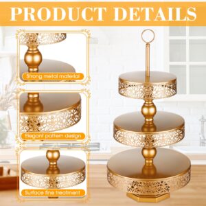 Dandat 2 Pcs Cupcake Stand 3 Tiered Metal Dessert Stand Round Cupcake Tower Cake Holder Stand Tiered Serving Tray for Wedding Baby Shower Birthday Tea Party Table Decor (Gold)