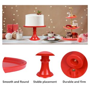 KLASKWARE Round Cake Stand 11" Melamine Cake Display Stand Dessert Cupcake Display Tray for Graduation,Wedding,Birthday,Party,Baby Shower,Anniversary,Ceremony,Christmas (Red