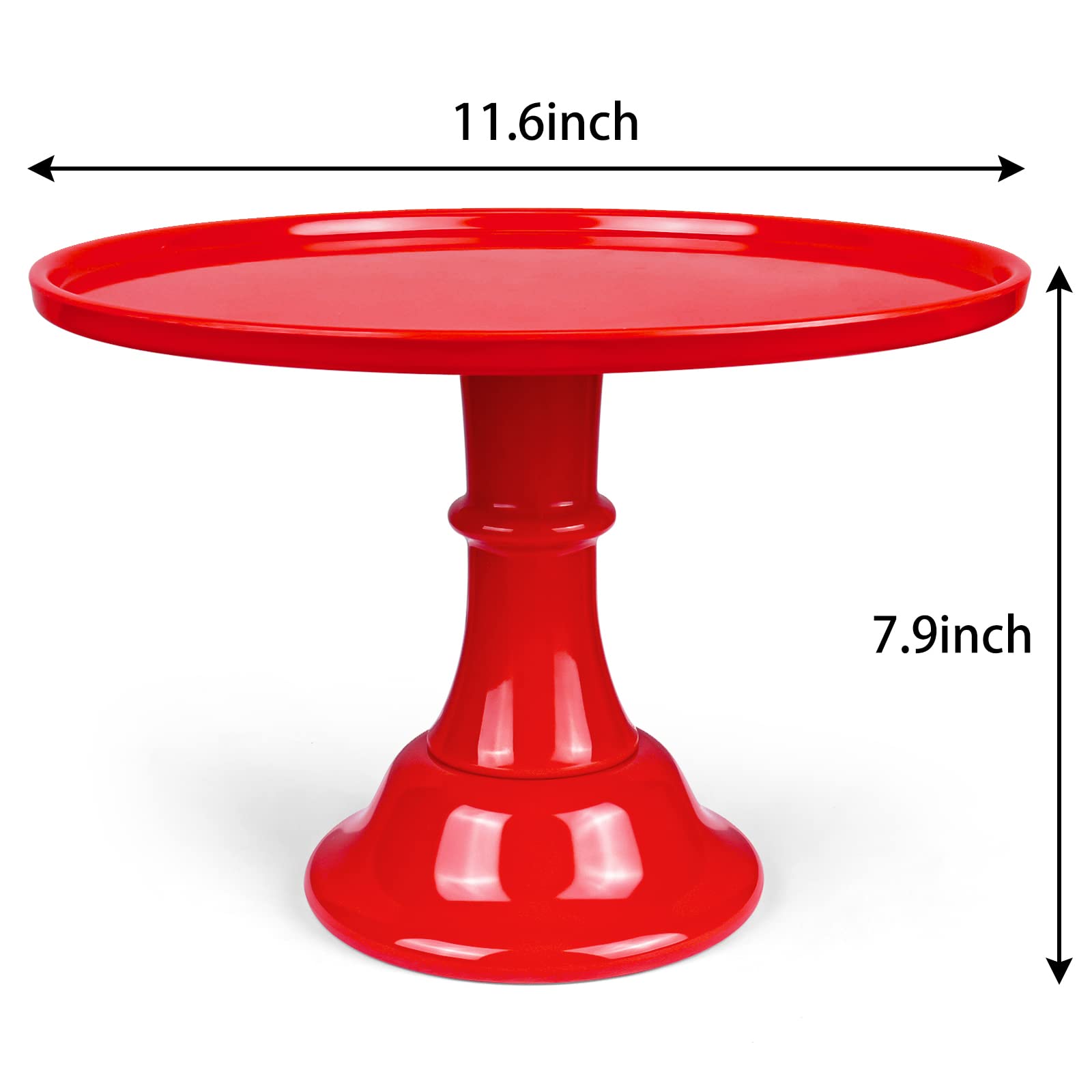 KLASKWARE Round Cake Stand 11" Melamine Cake Display Stand Dessert Cupcake Display Tray for Graduation,Wedding,Birthday,Party,Baby Shower,Anniversary,Ceremony,Christmas (Red