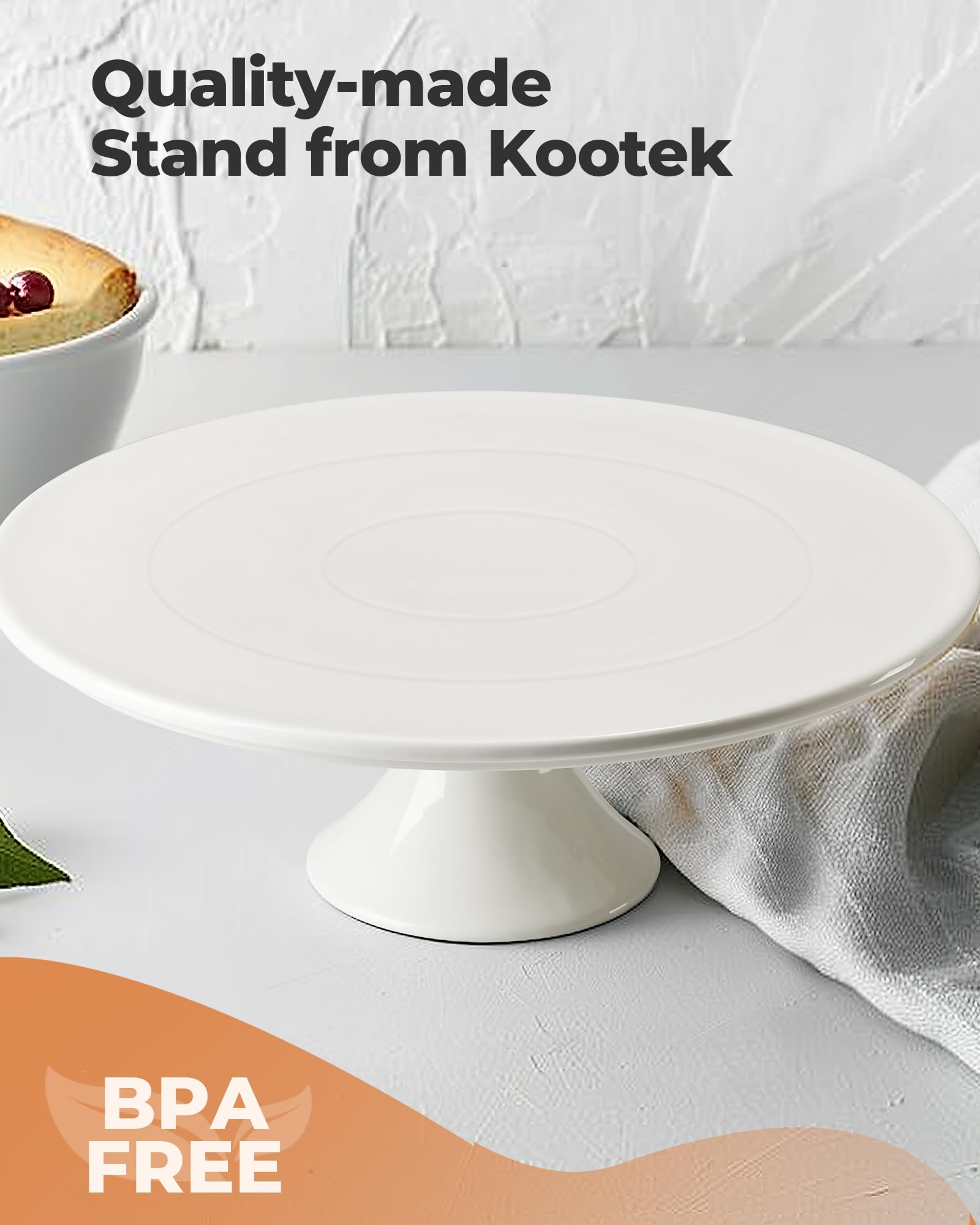 Kootek White Cake Stand, 10 x 10 Inches Porcelain Cake Plate Cake Pedestal Stand Display Dessert Stand for Party, Wedding, Birthday, Baby Shower