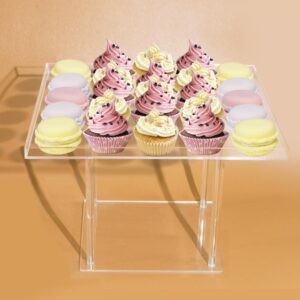 Clear Acrylic Dessert Table Display Set, Cupcake Stand Dessert Stands Buffet Risers for Cupcakes Dessert Pastry Food Treat Tier Serving Tray Stand for Wedding Birthday Party Baby Shower (Square)